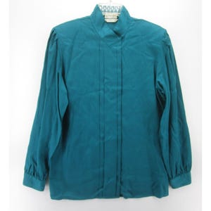 VINTAGE Foxcroft Top 12 Blouse Button Down Career Pleated Woven 90s