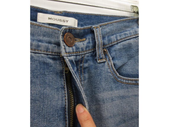 Mous sy Vintage Jeans 25 Skinny Whiskered Denim Cowhide Leather Patch View 2