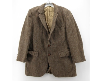 VINTAGE Harris Tweed Sport Coat 42 Blazer Herringbone Unstructured *