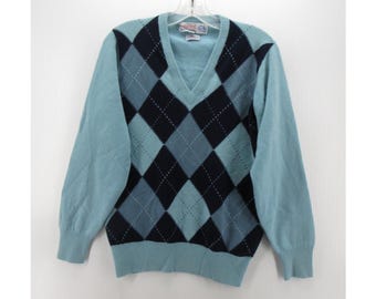 Maglione vintage Ballantyne of Peebles, taglia media, in cashmere, con motivo a rombi, anni '70, 42 *