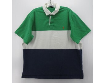 VINTAGE Ralph Lauren Polo Shirt Large Rugby Colorblock Red Pony *