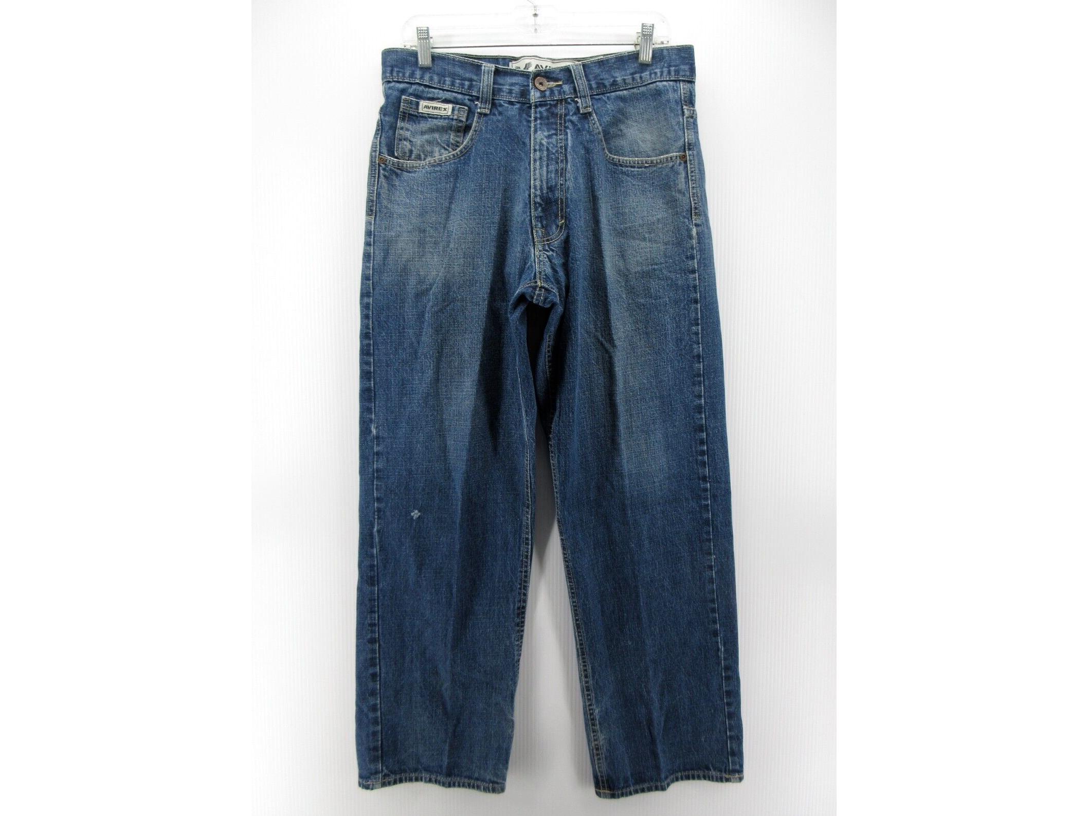 VINTAGE Avirex Jeans 32X32 Baggy Denim Hip Hop Skater Loose Faded