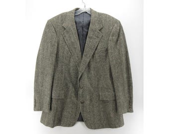 VINTAGE Polo Ralph Lauren Sport Coat 46 L Blazer Tweed Herringbone USA