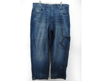 Vtg 90's Rocawear Men's Blue Jeans Hip Hop Baggy Denim Streetwear