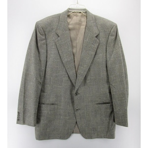 VINTAGE Canali Sport Coat 44 Wool Silk Blazer Windowpane Tweed IT 54