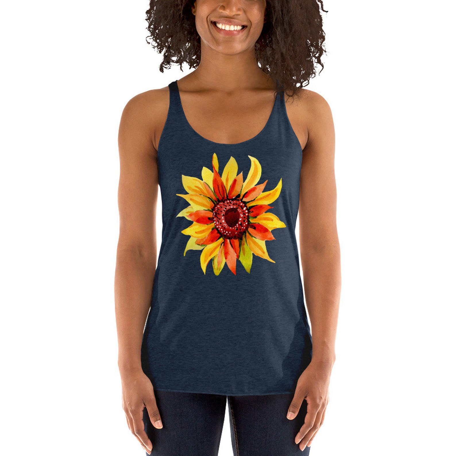 Sunflower Tank Top Floral Tank top Flower Shirt Boho Tank Etsy