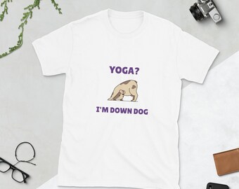 Yoga? I'm Down Dog Tan Yoga Dog Meditation Short-Sleeve Unisex T-Shirt Gift Idea