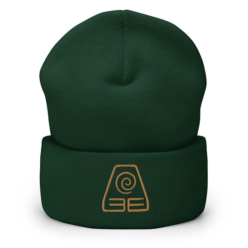 Earth Bender Logo Embroidered Beanie Hat Avatar The Last Airbender Cuffed Beanie Legend Of Korra