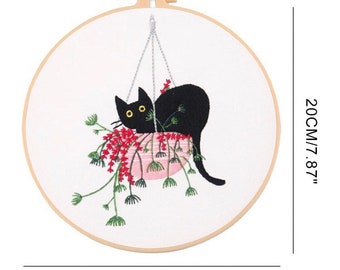 Cat cross stitch kit, cat embroidery kit, animal cross stitch kit, beginner cross stitch kit, modern cross stitch kit, DIY craft kit,cat kit