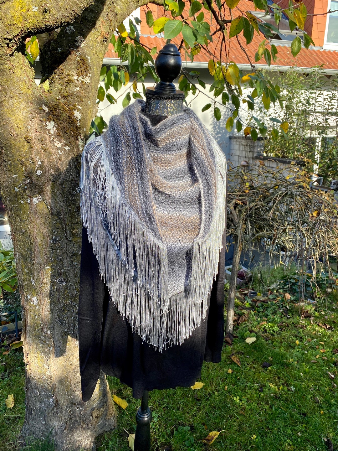Triangular Cloth With a Certain Fringe Extra, Grey/multicolour - Etsy