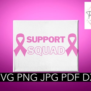 Support Squad Breast Cancer Ribbon SVG, Ribbon Pink SVG, Breast Cancer Awareness, Breast Cancer svg, svg file by TrishaAnnesTreasures