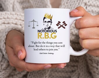 RBG Quotes Mug, Feminist Gift, Ruth Bader Ginsburg Mug, Gift for Her, Mugs with Sayings, Equality, RBG Coffee Mug, Feminist Mug,
