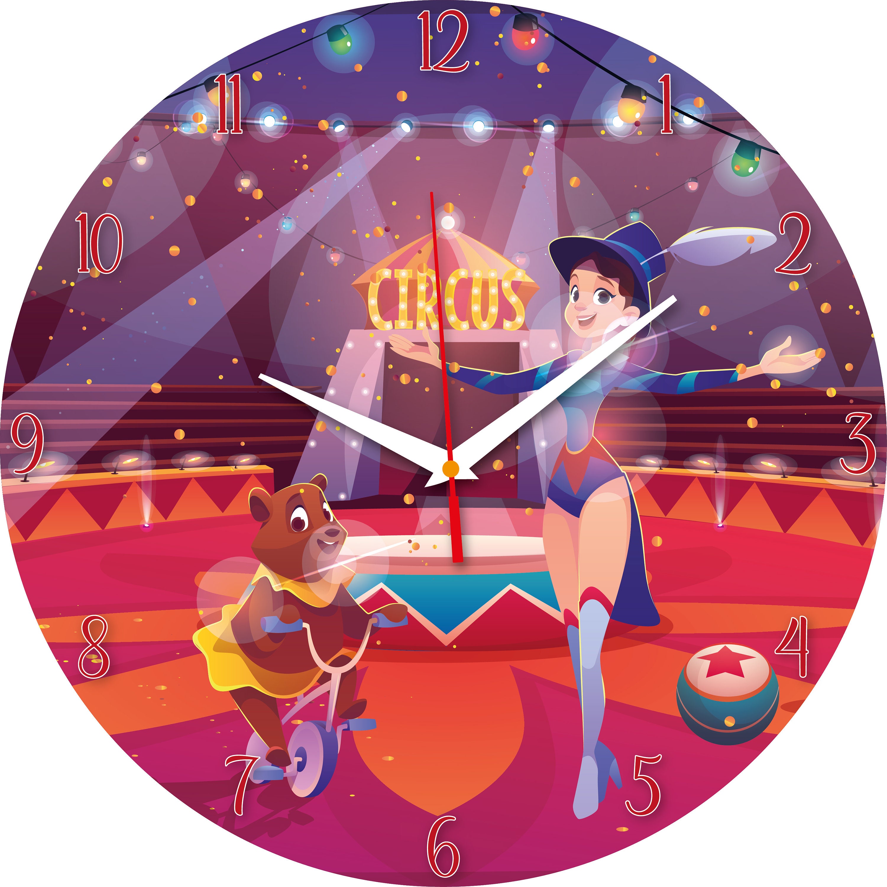 Kids Wall Clock Circus theme Children Room Decor Art Circus Etsy