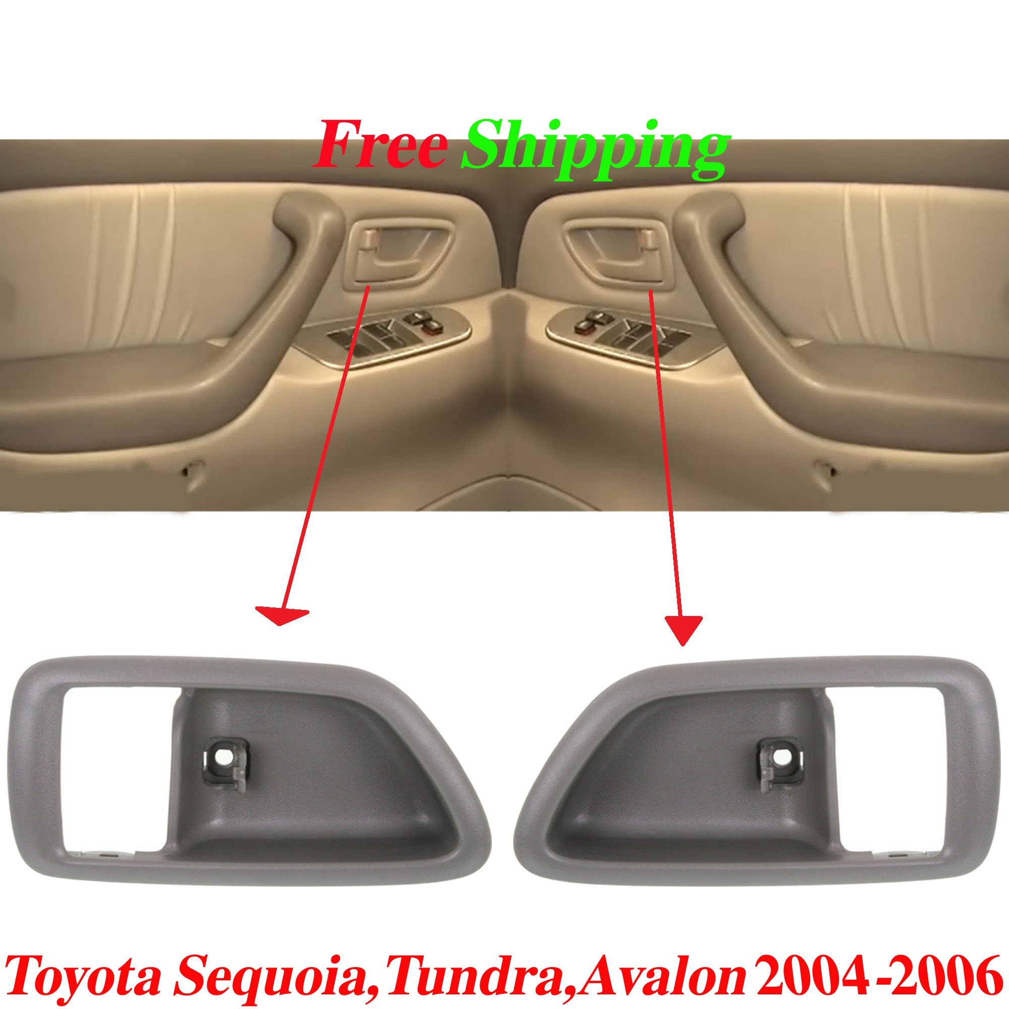 Bezel for Toyota Avalon Sequoia Tundra 4Dr L & R Inside Gray Door Handle