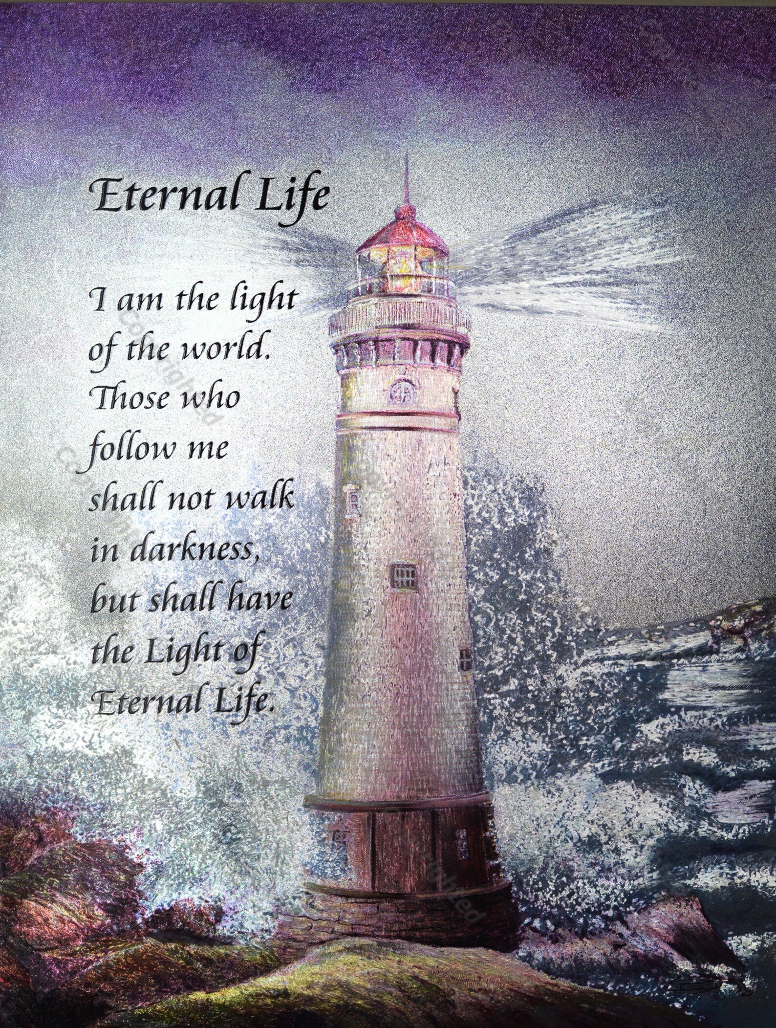 White Lighthouse print Eternal Life prayer Crashing Waves Etsy