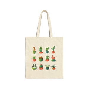 Succulent Cactus Cotton Tote Bag