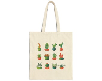 Succulent Cactus Cotton Tote Bag