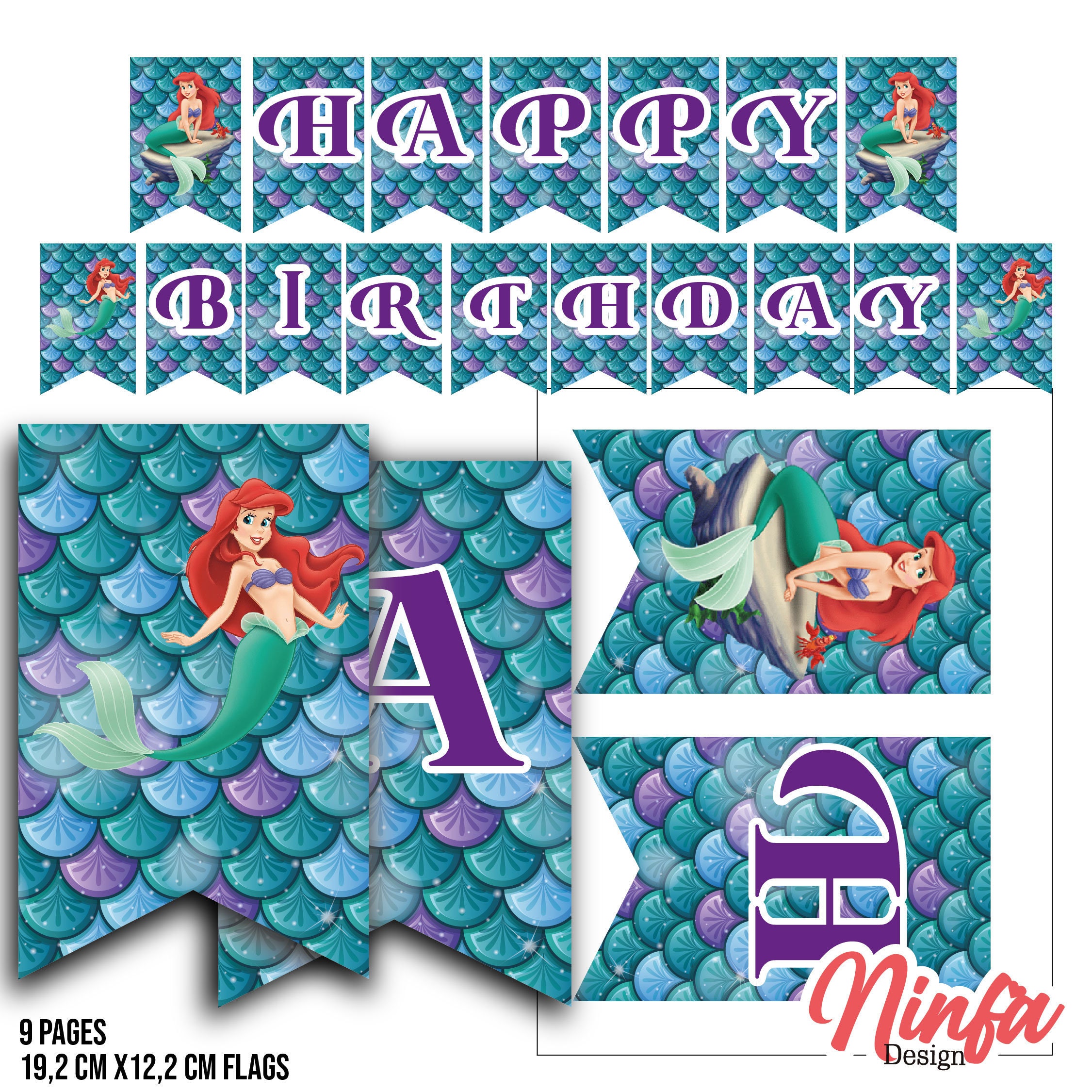 Little Mermaid Banner Ariel Birthday Banner Mermaid Etsy