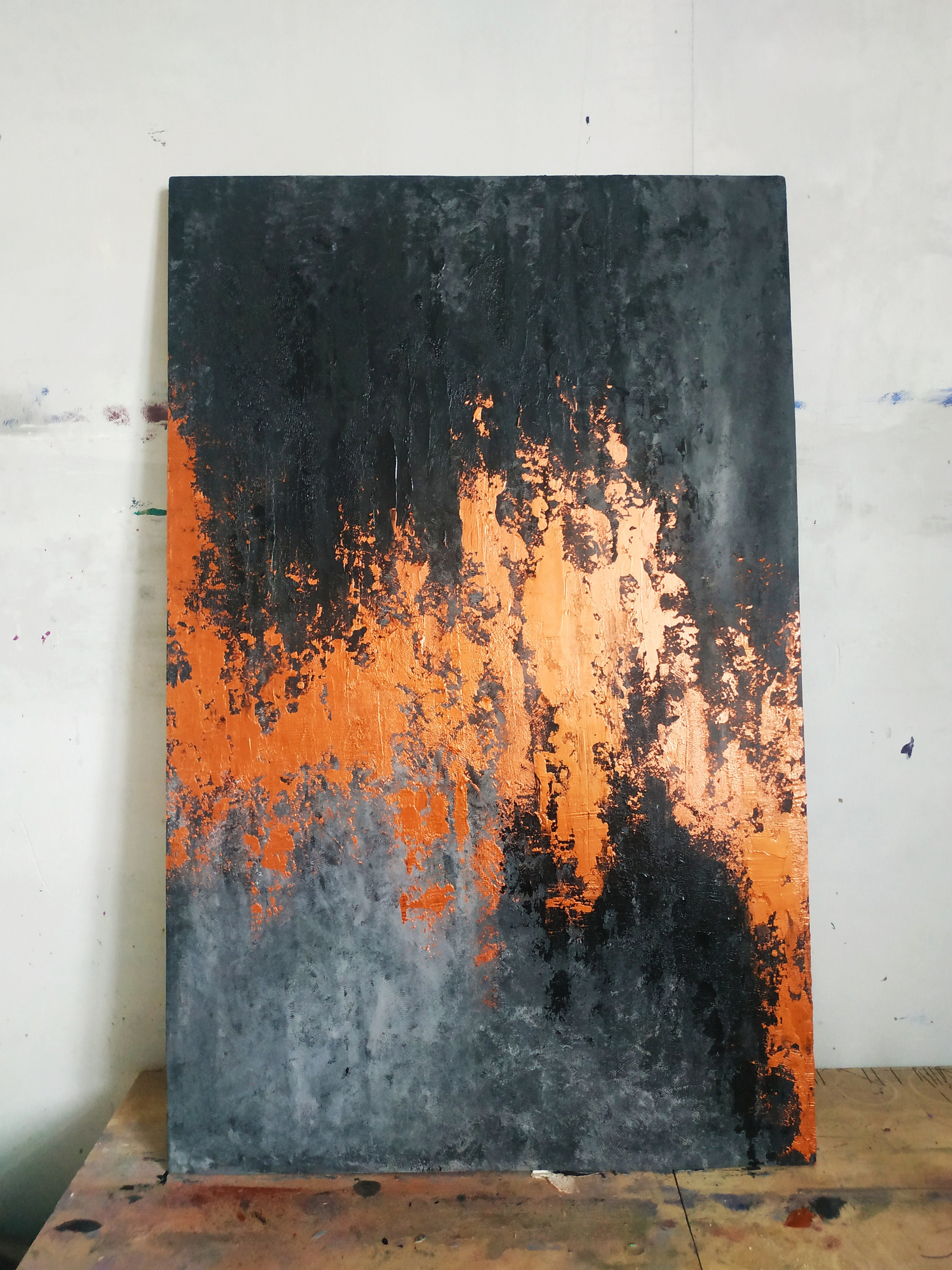 Abstract painting on hardboard Watch the fire Etsy