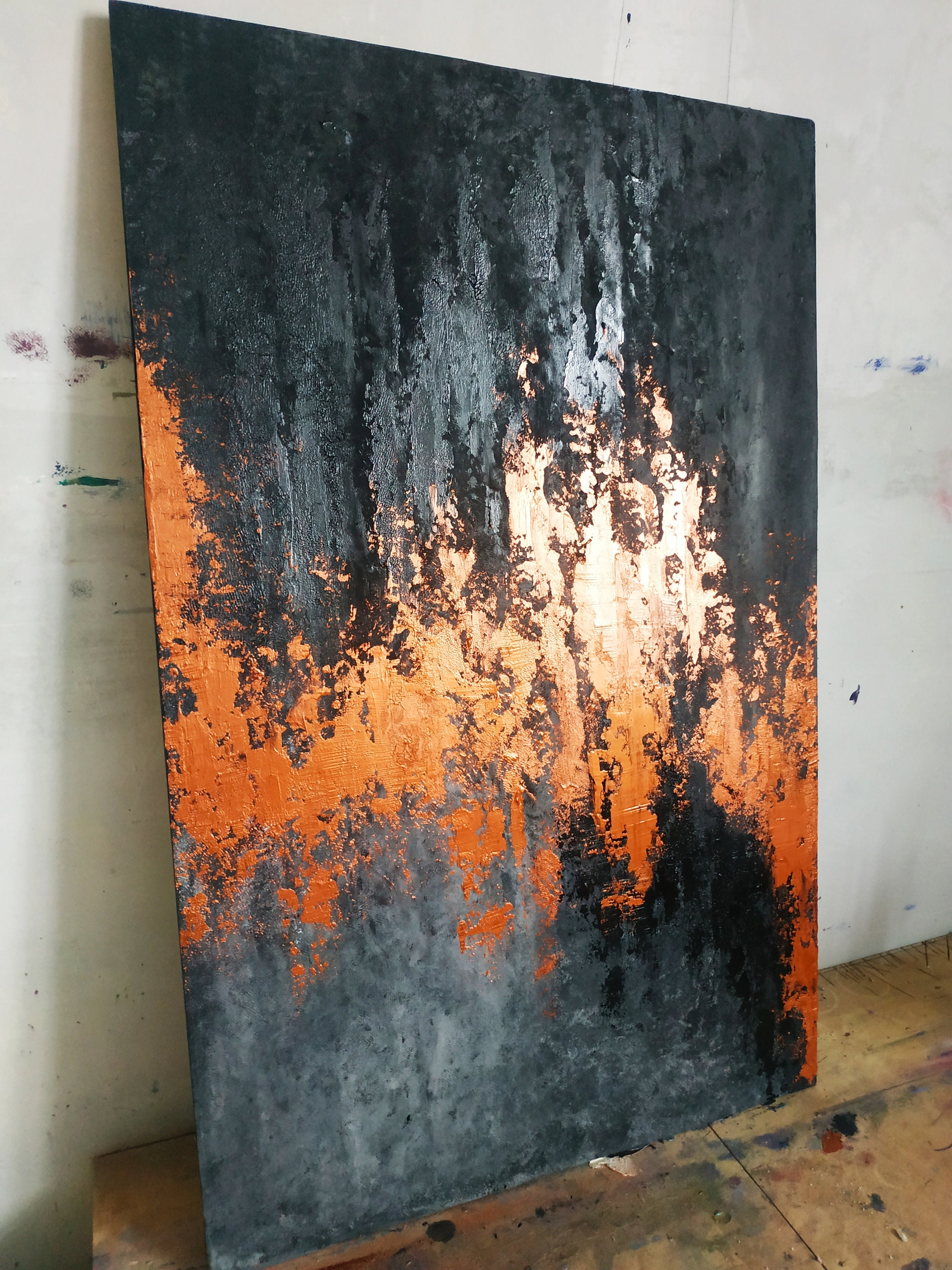 Abstract painting on hardboard Watch the fire | Etsy