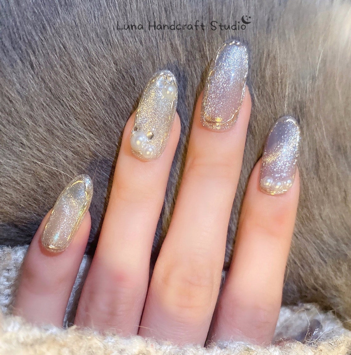 Cat Eyes Press on Nails Star Night Shine Japenese Korean Etsy