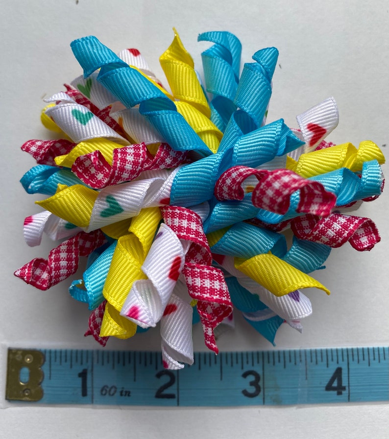 Pink Bow Curly Bow Toddler Hair Bow Handmade Bow Girl Hair Bow Baby Hair Bow Heart Bow Boutique Bow Korker Bow Red Bow
