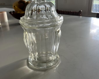 Frasco de boticario vintage de vidrio de Indiana con tapa