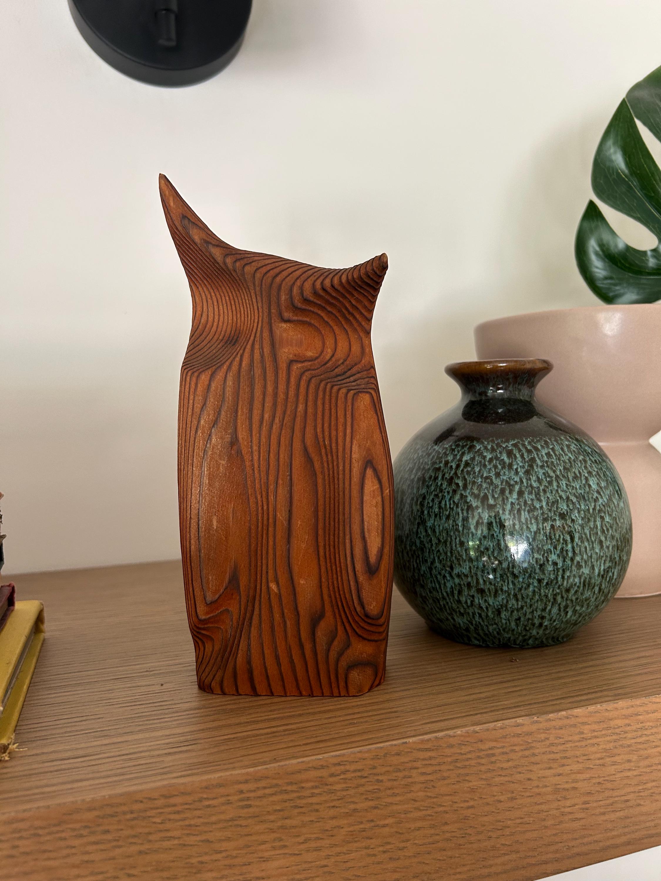 MCM  wood hand carved owl