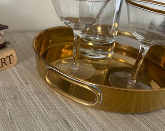 Bandeja redonda de latón de estilo vintage