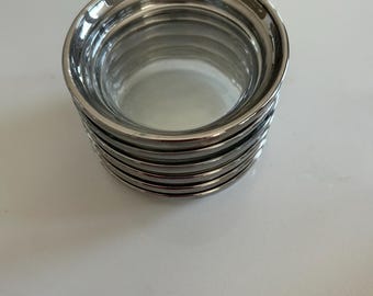 Juego de 6 posavasos MCM Dorthy Thorp de vidrio y borde de platino