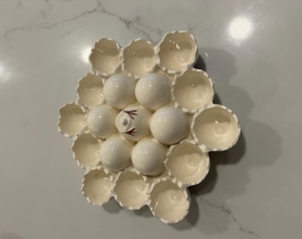 Plato de cerámica para huevos, bandeja decorativa para servir