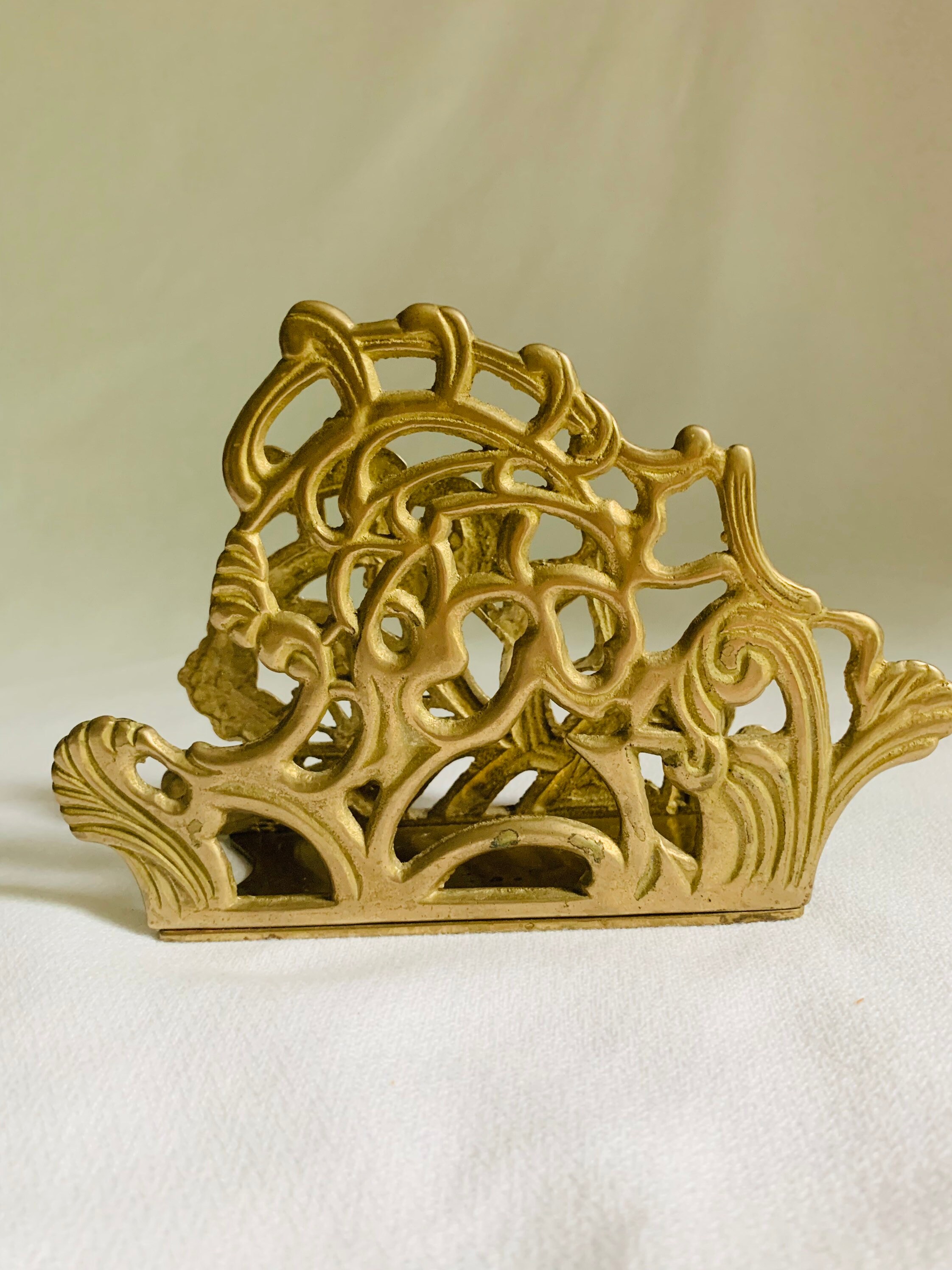 Vtg Brass Ornate Napkin Holder 1970's style Dining Kitchen Etsy