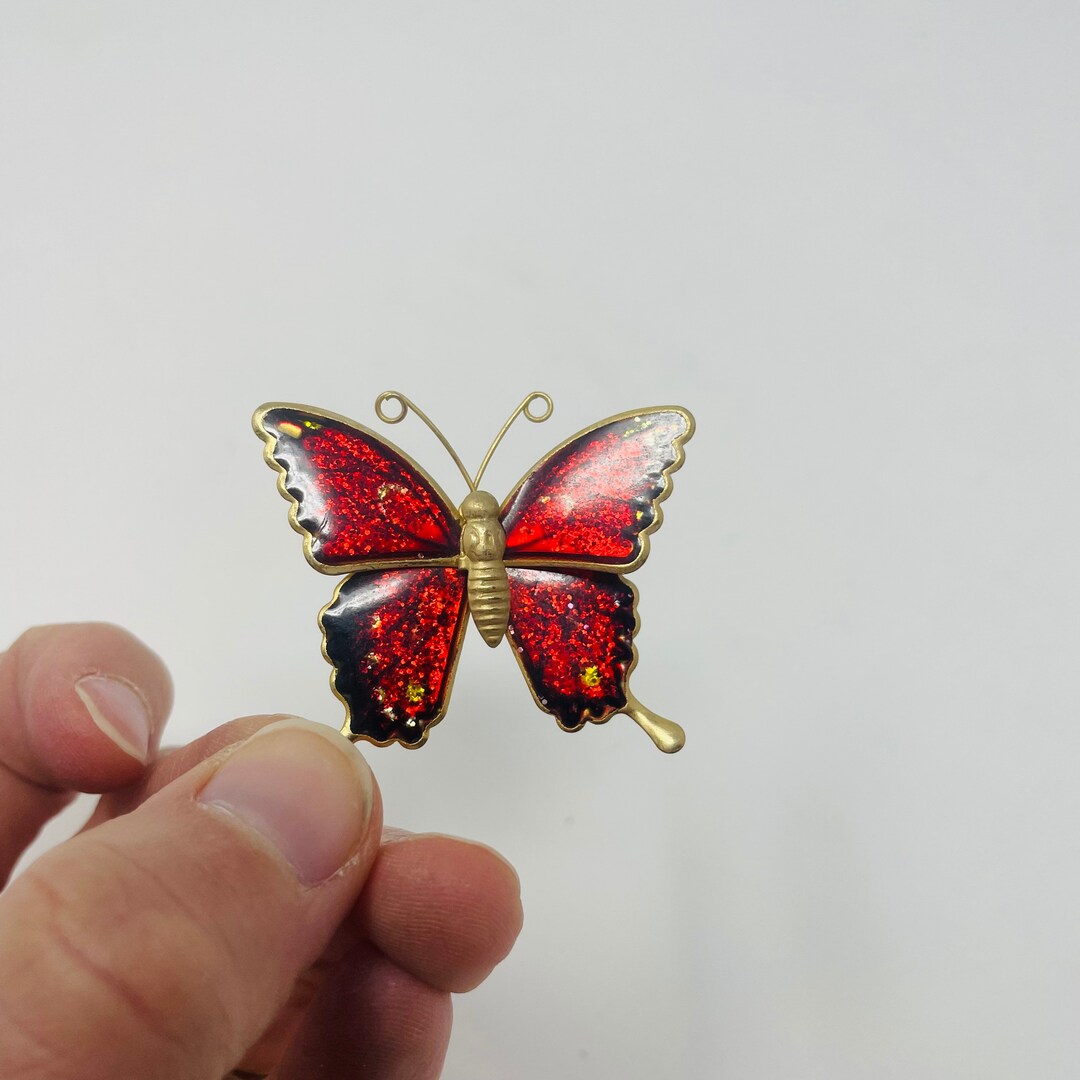 Vintage Pin Red Butterfly Costume Jewelry Bridal Boquet Etsy