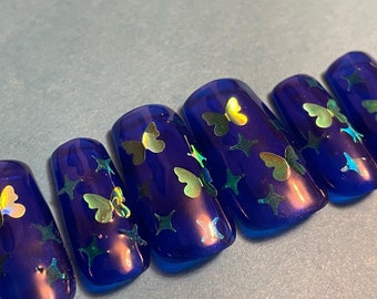 Blue Butterflies | Press On Nails, Reusable Nails