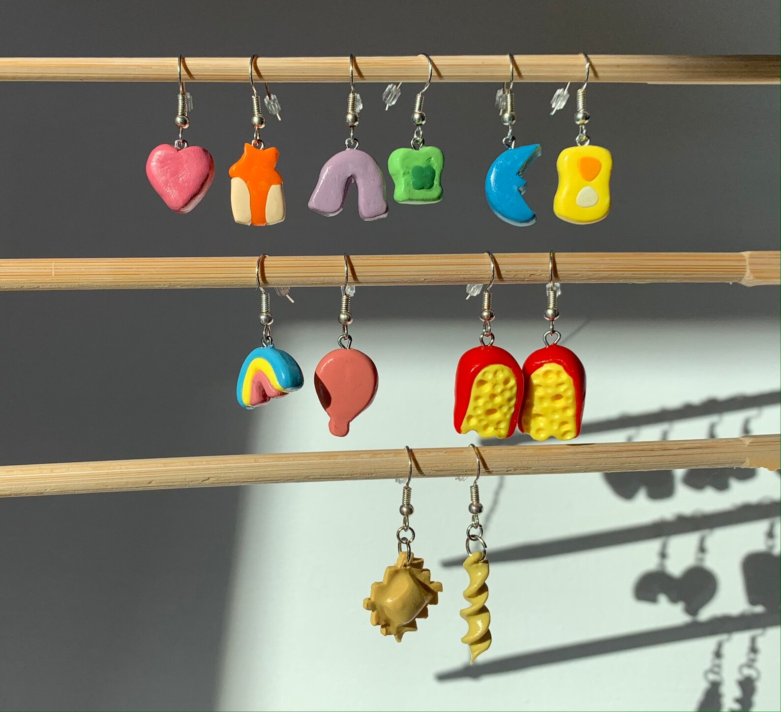 Mini Processed Foods Earrings, Lucky Charms Cereal Earrings, Cheese