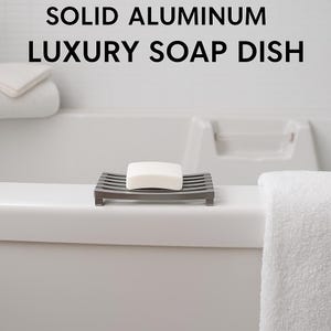 Solid Aluminum Luxury Soap Dish – Rust‑Proof Block Soap Holder for Bathroom & Kitchen Counters