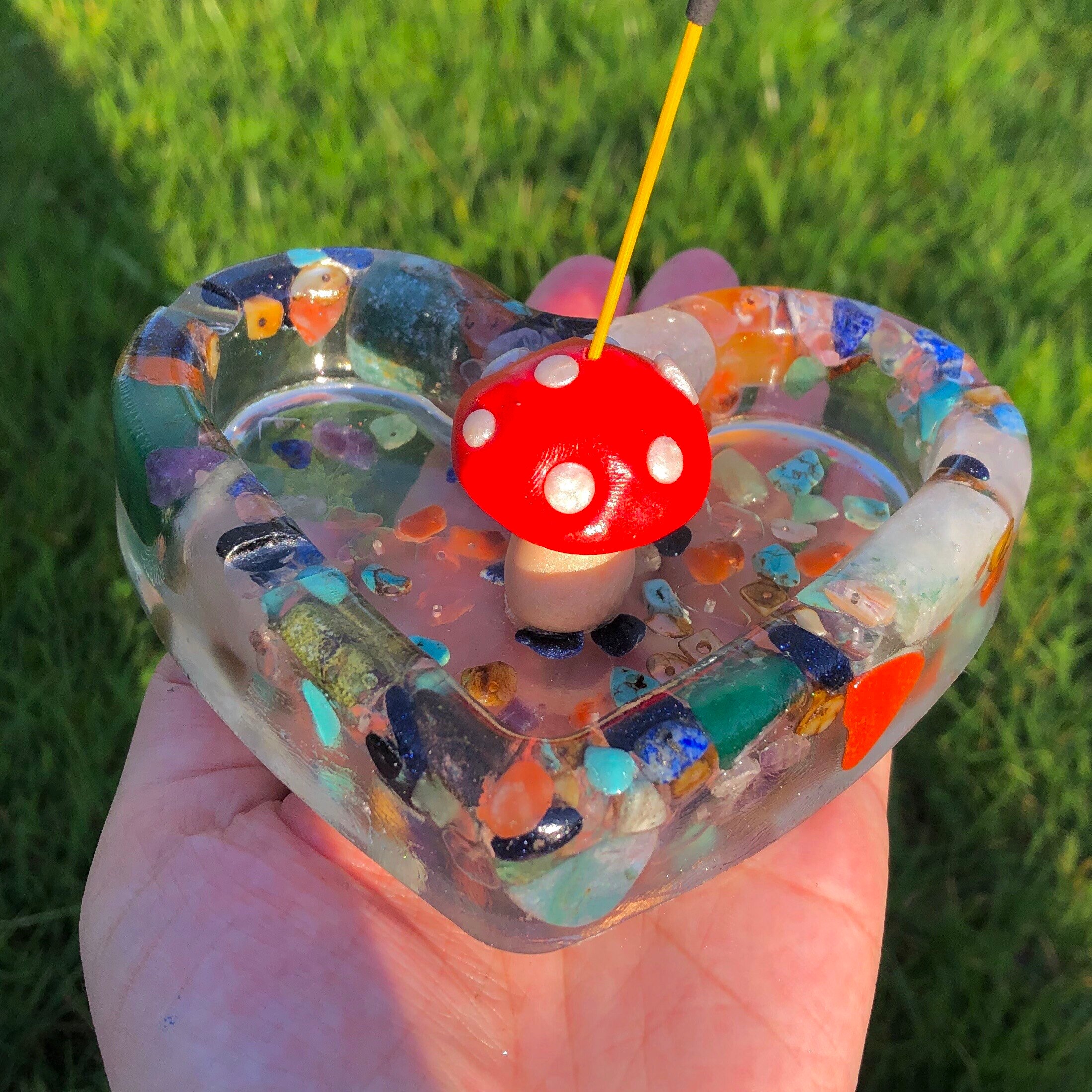 Mushroom heart resin ashtray incense tray trinket tray with Etsy