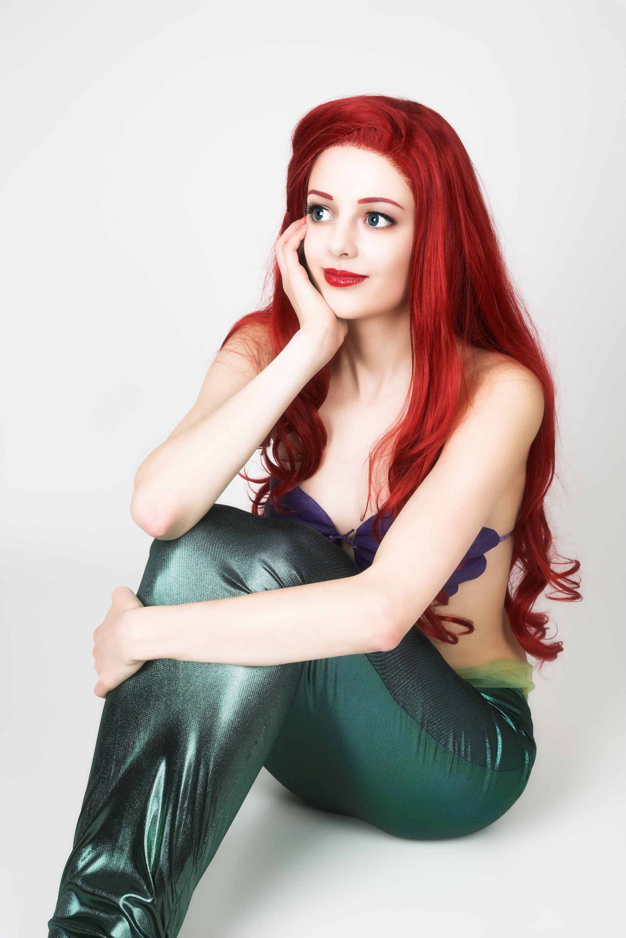 Ariel Green Mermaid Costume Tights for Women, Ariel Cosplay Tights,  Semi-opaque Green Tights for Mermaid Outfit Halloween 