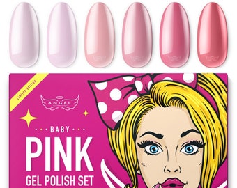 Angel Professional gel polish set, 6 colors, for professional nail art & home DIY, 6 btls 0.33OZ - Gift Box