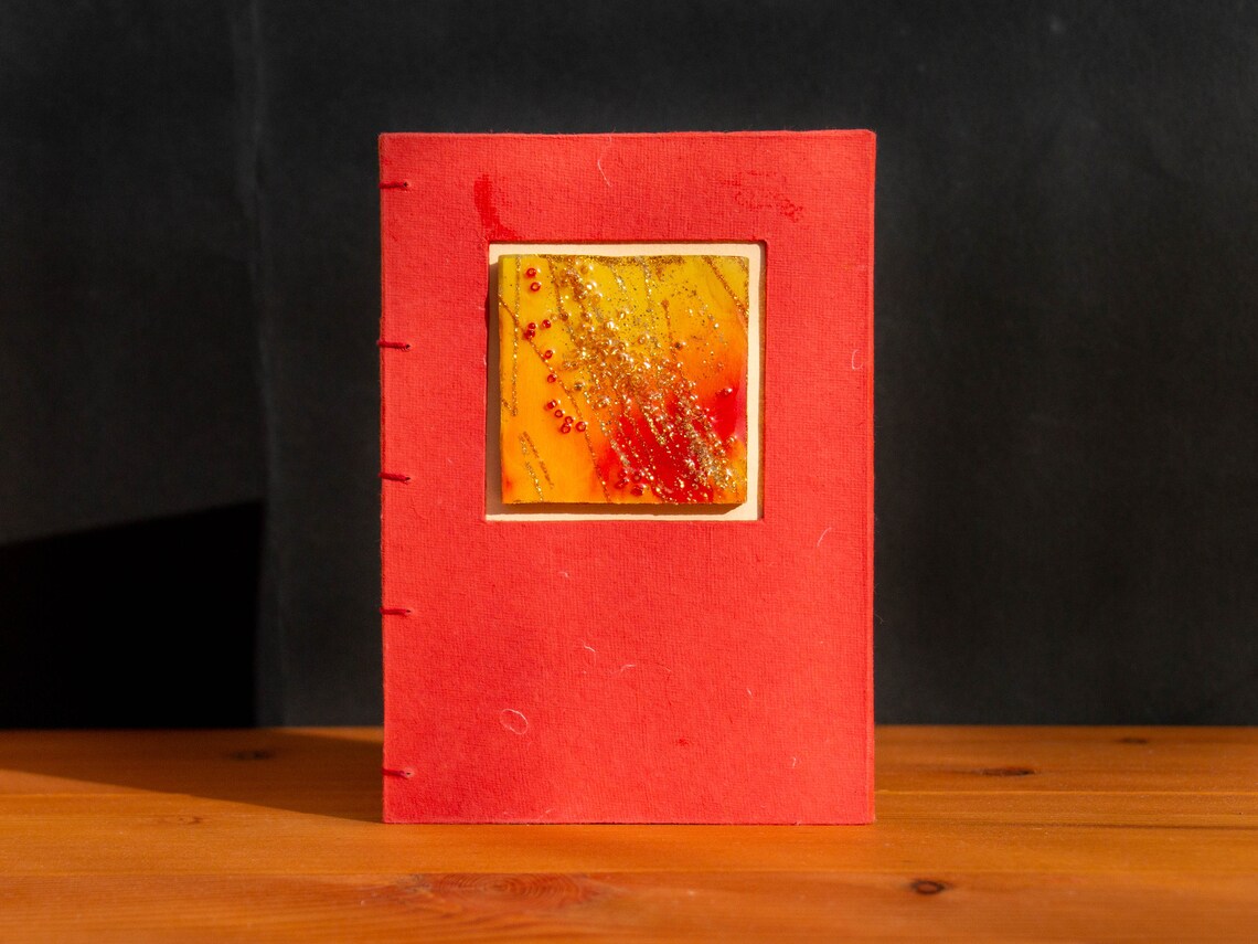 Baldosa de seda y resina en cuaderno de tapa dura | Etsy