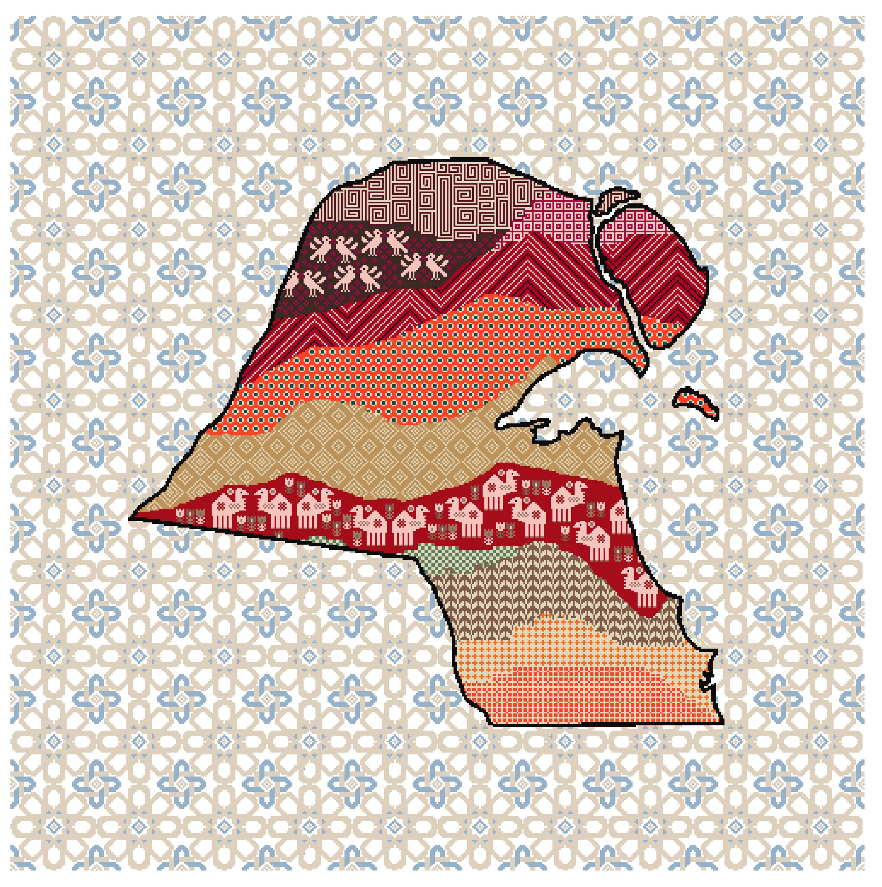 Kuwait Tatreez Map Etsy