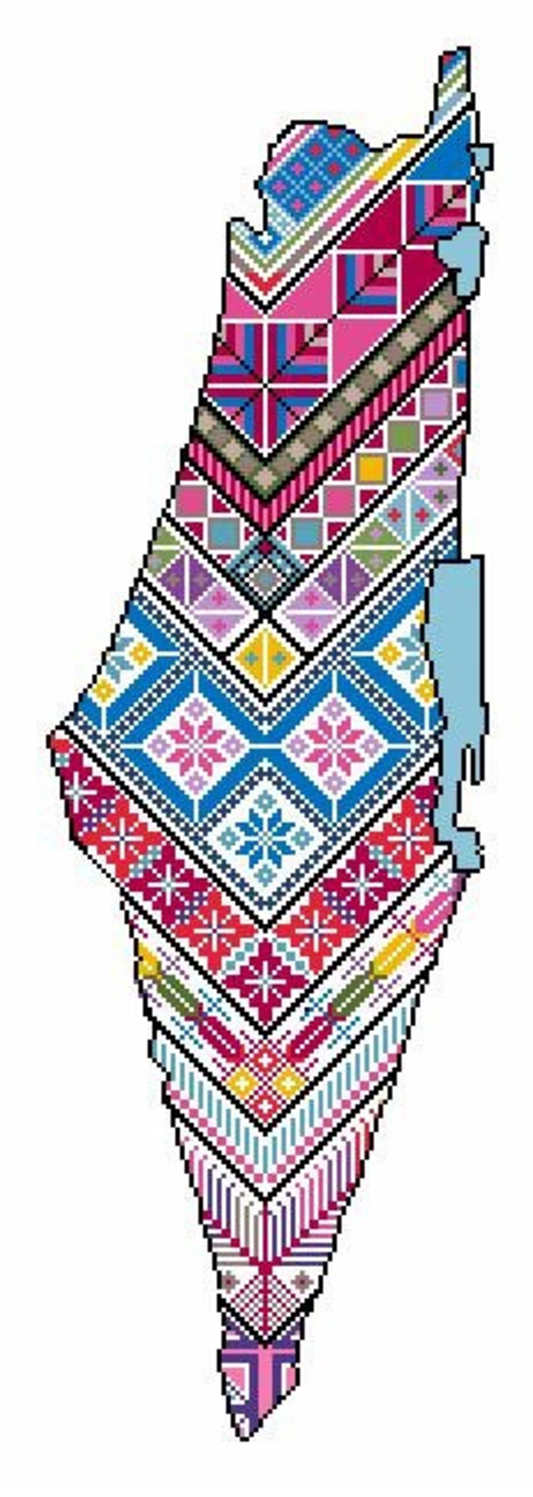 Tatreez Palestinian Map Design 1 - Etsy