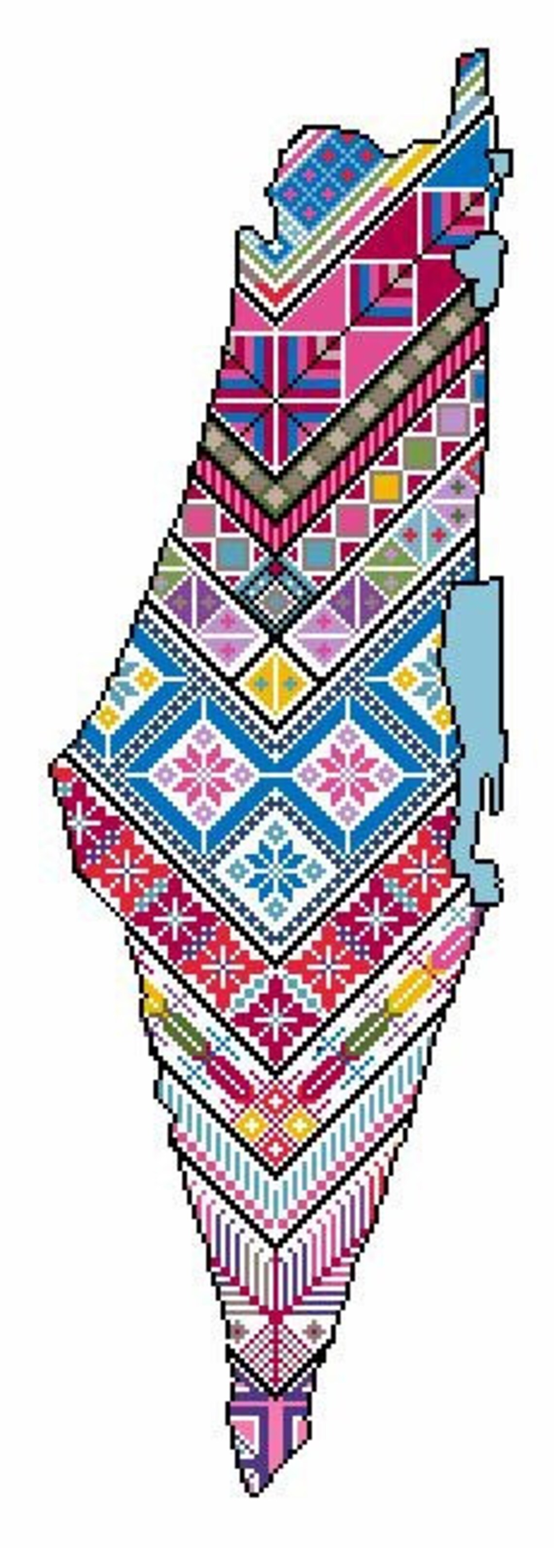 Tatreez Palestinian Map Design 1 Etsy