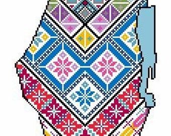 Tatreez Palestinian Map Design 1