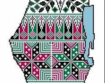 Tatreez Paestinian Map Design 5