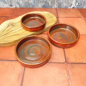 Hand Thrown Ceramic Tapas Dishes, Set of Three Ramekins | handmade | hand glazed | welsh studio pottery | handcrafted in wales | olive bowls