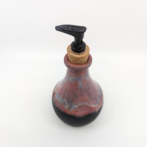 Unique Ceramic Liquid Soap and Lotion Dispenser / Pump -two-tone -curvy -hand thrown stoneware -hand glazed -welsh studio pottery