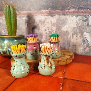 Ceramic Matchstick Holder | match striker pot | small decorative jar | hand thrown pottery | glazed