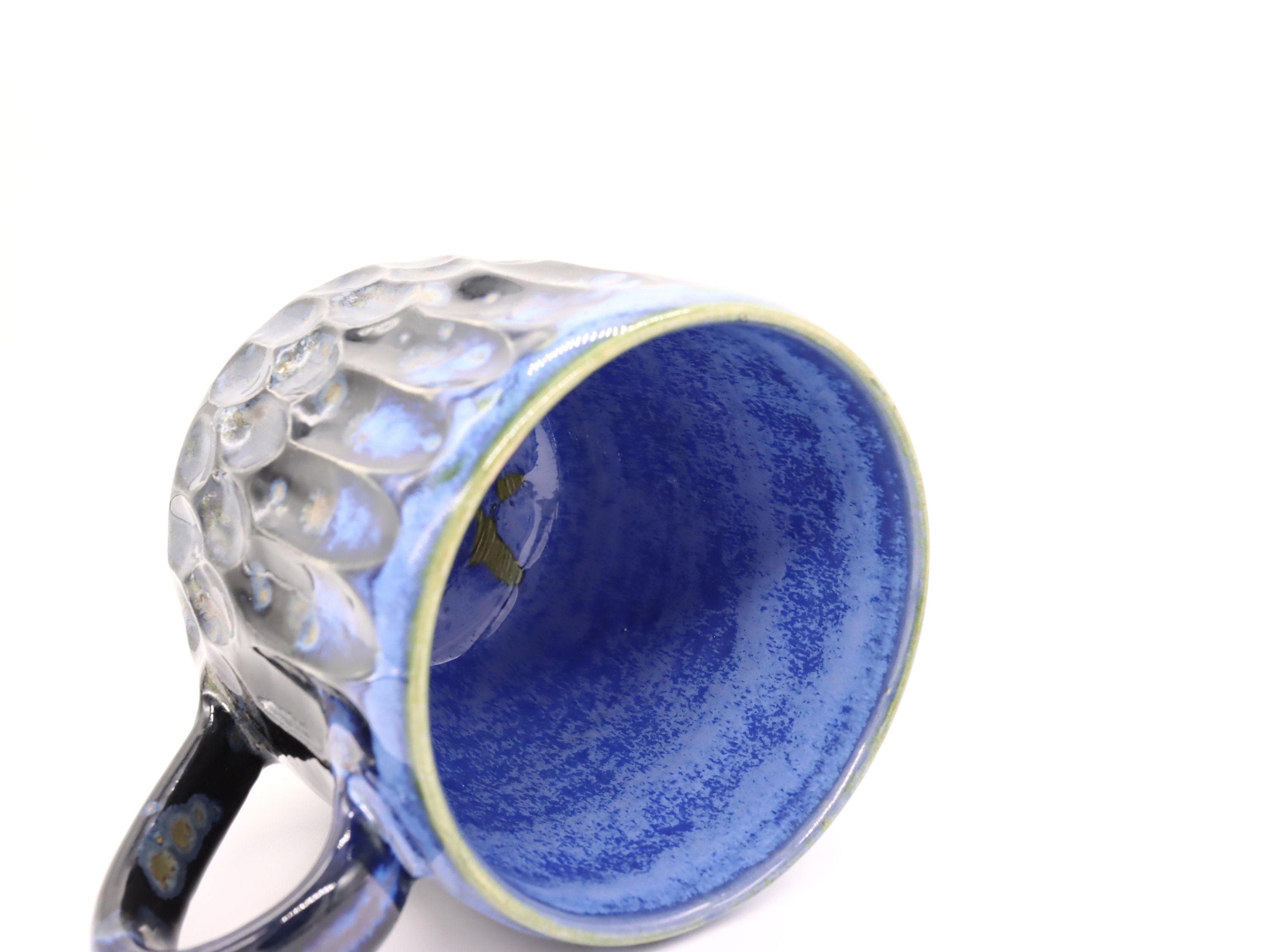 Große glasierte Keramiktasse handgefertigt blaue Glasur | Etsy