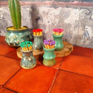 Porte-allumettes en céramique | pot de match attaquant | petit pot décoratif | poterie faite main | vitré